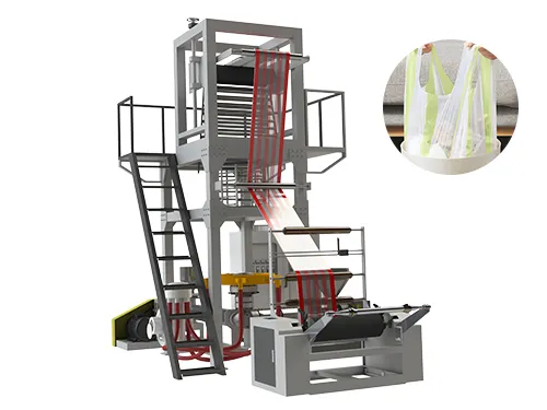 Machine de moulage par soufflage de film à bandes bicolores